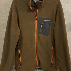 Eddie Bauer First Ascent Micro Fleece Jacket Men XL Brown Polartec Full Zip
